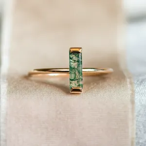 Minimalist moss agate ring HERMIONE