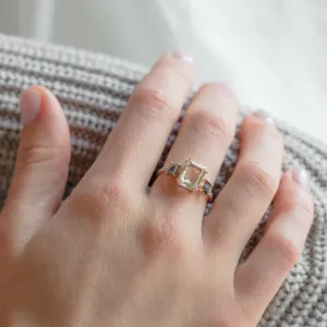 Vintage ring with rutilated quartz and salt and pepper diamonds FRANCI Thumbnail