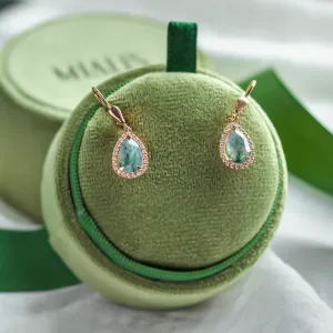 Beautiful moss agate and diamond earrings ROYA Thumbnail