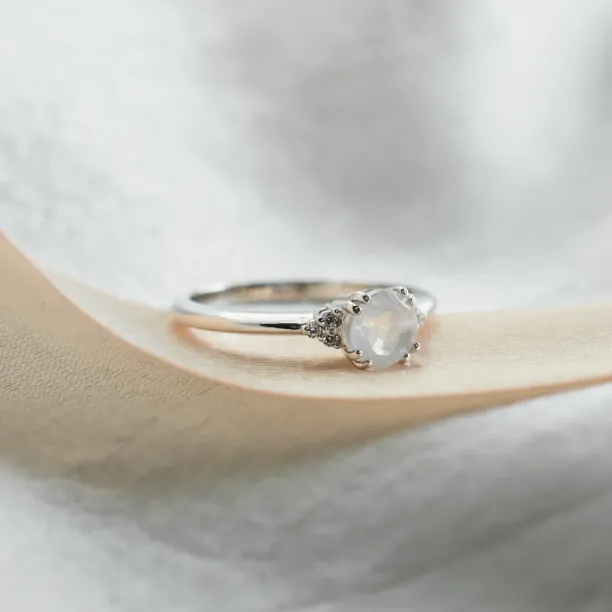 Gold engagement ring with moonstone and diamonds ELLIE Image
