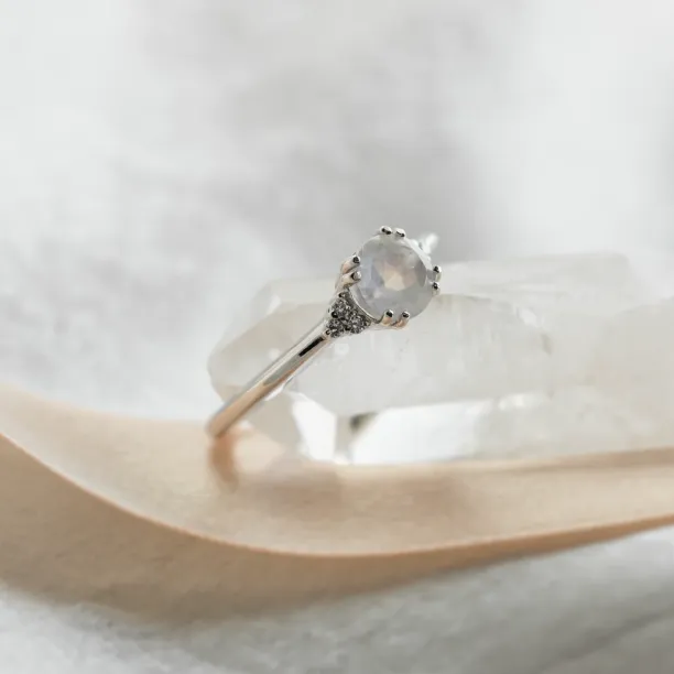 Gold engagement ring with moonstone and diamonds ELLIE Image