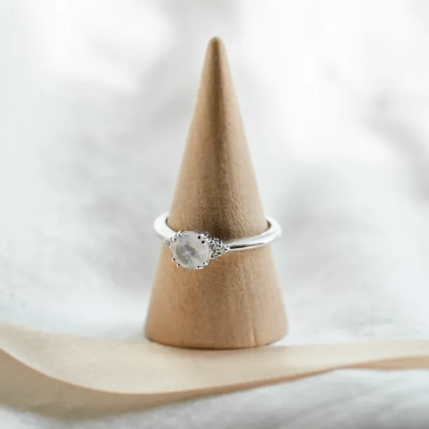 Gold engagement ring with moonstone and diamonds ELLIE Image
