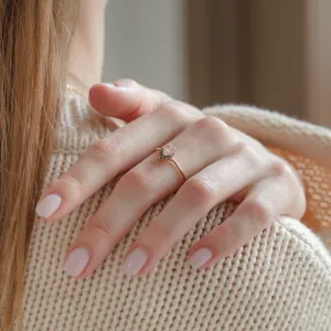 Romantic ring with morganite and salt and pepper diamonds DAPHNE Thumbnail