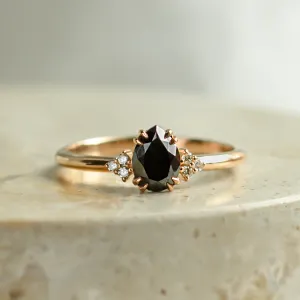 Unique black diamond engagement ring BLACKIE