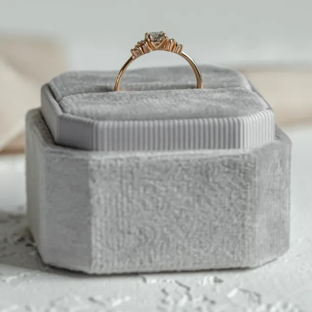 Elegant engagement ring with salt and pepper diamond ANGELA Image