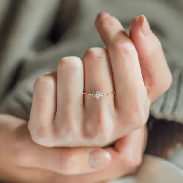 Romantic engagement ring with moissanites MARQUESS Image