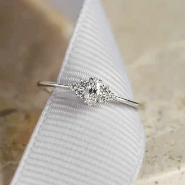 Romantic engagement ring with moissanites MARQUESS Image