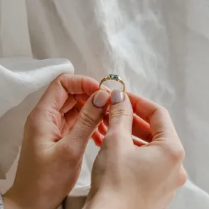 Ring in art deco style with moss agate and moissanites DINETH Thumbnail