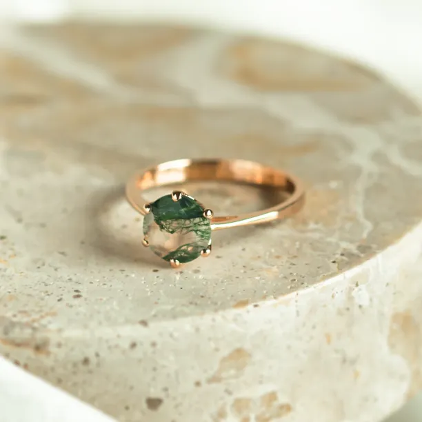 Moss agate gold ring OLLY Image
