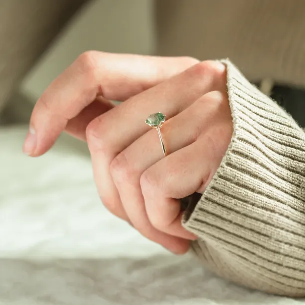 Moss agate gold ring OLLY Image