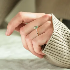 Moss agate gold ring OLLY Thumbnail