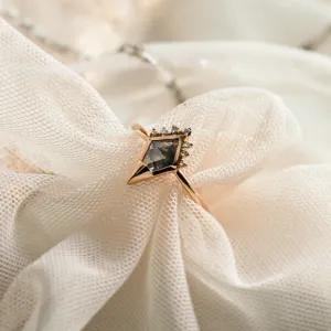 Unusual engagement ring with salt and pepper diamond and side diamonds ADIRA Thumbnail