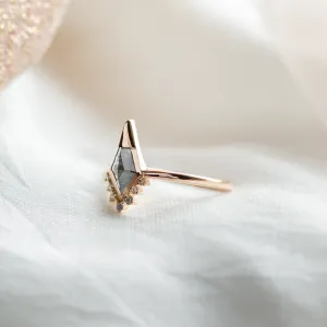 Unusual engagement ring with salt and pepper diamond and side diamonds ADIRA Thumbnail