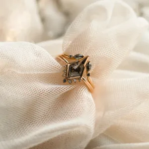 Unusual engagement ring with salt and pepper diamond and side diamonds ADIRA Thumbnail