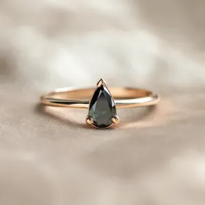 Green lab grown pear diamond engagement ring ALESSA