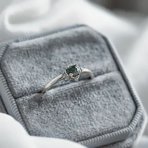 Unusual engagement ring with moss agate and diamonds ALBA Thumbnail