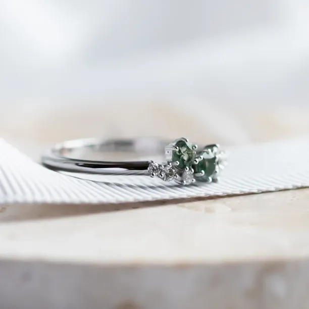 Cluster moss agate and diamond ring CLARION Image