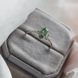 Cluster ring with moss agate and diamonds FANTASY Thumbnail