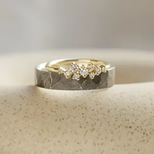 Unique black rhodium and diamond wedding rings ROMA