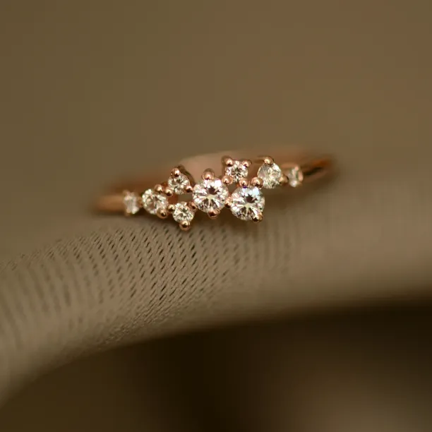 Elegant cluster ring with lab created diamonds CLORÉ Image