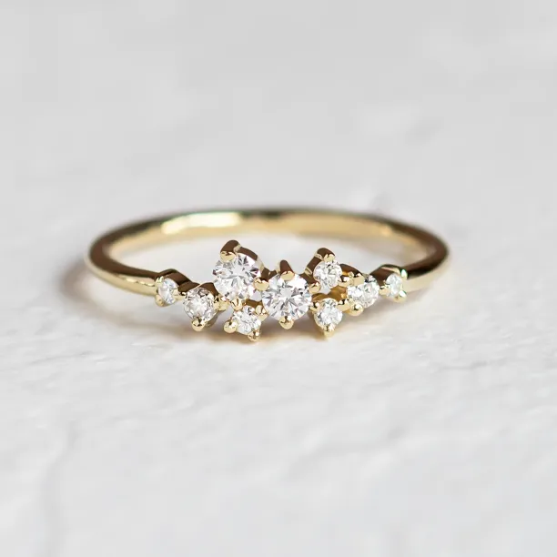 Elegant cluster ring with lab created diamonds CLORÉ Image