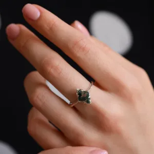 Engagement ring with moss agate GIULIA Thumbnail