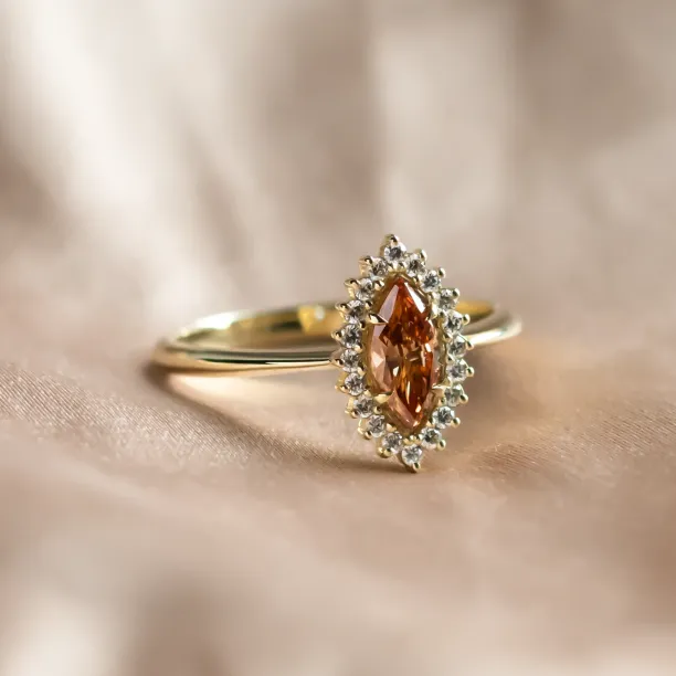 Orange lab grown diamond engagement ring TIANA Image
