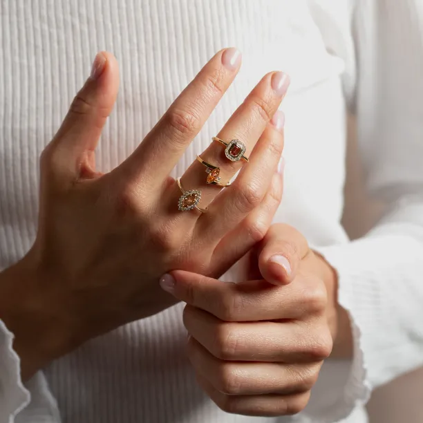 Orange lab grown diamond engagement ring TIANA Image