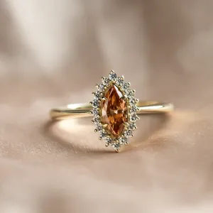Orange lab grown diamond engagement ring TIANA
