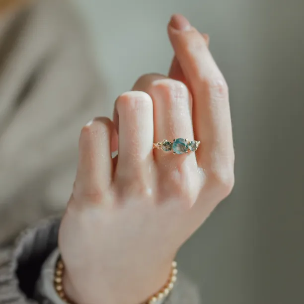 Ring with round green moss agate BACCHUS Image