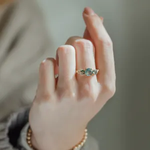 Ring with round green moss agate BACCHUS Thumbnail