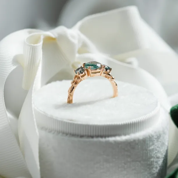 Ring with round green moss agate BACCHUS Image