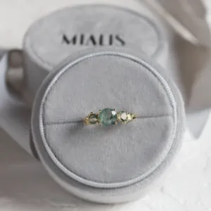 Ring with round green moss agate BACCHUS Thumbnail