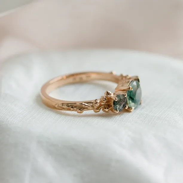 Ring with round green moss agate BACCHUS Image