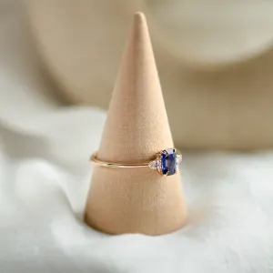 Elegant emerald sapphire and pear diamond ring LEILANI Thumbnail