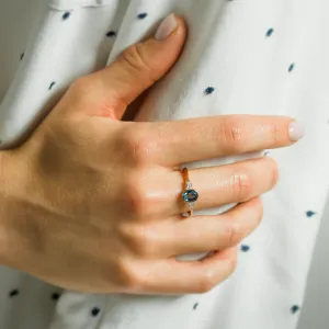 Unique teal sapphire and moissanite ring MAYLA