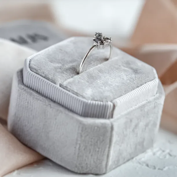Unusual cluster ring with salt and pepper diamonds TAIPEI Image