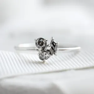Unusual cluster ring with salt and pepper diamonds TAIPEI