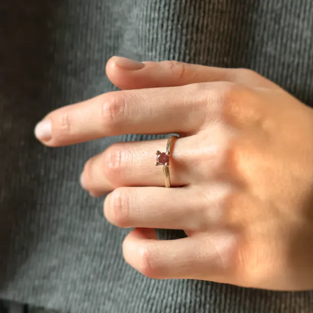 Pink lab grown diamond twig engagement ring ROWIK Image
