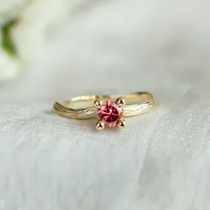 Pink lab grown diamond twig engagement ring ROWIK