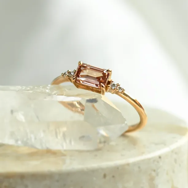 Pink lab grown and classic diamonds engagement ring ROSIE Image
