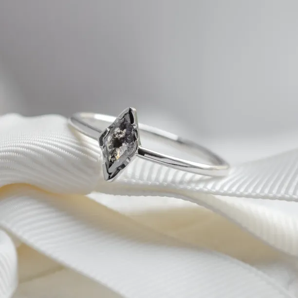 Minimalist engagement ring with salt and pepper diamond BILLY Image