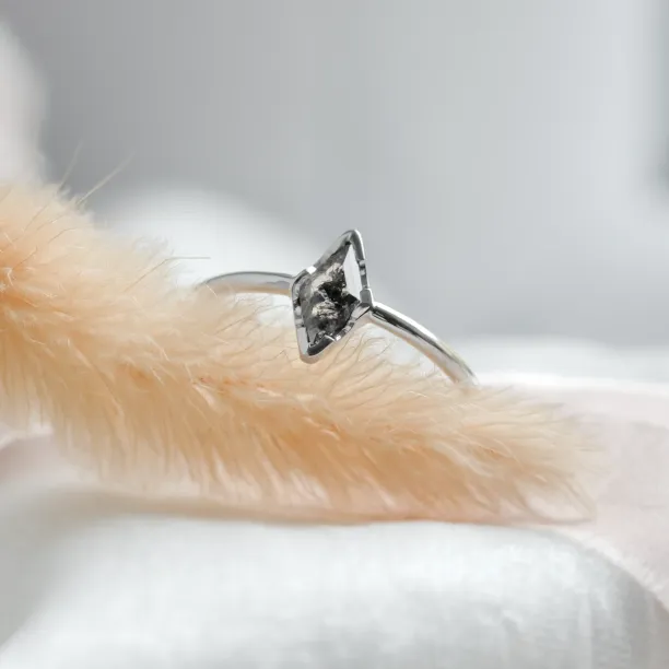 Minimalist engagement ring with salt and pepper diamond BILLY Image