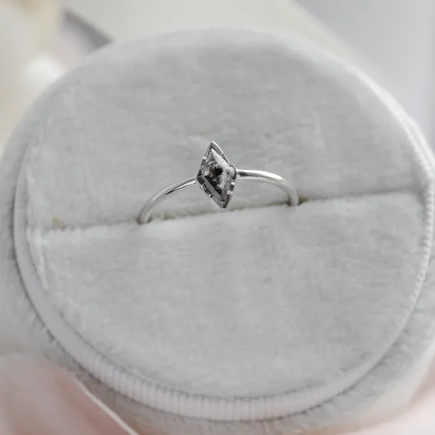 Minimalist engagement ring with salt and pepper diamond BILLY Image