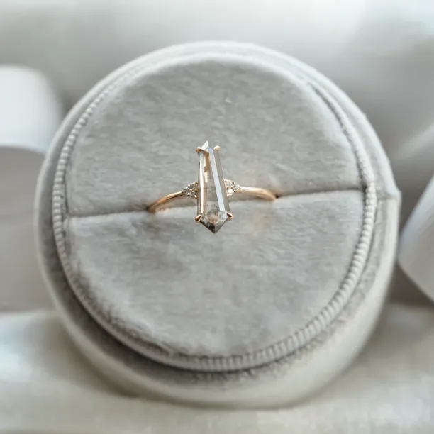 Ring with lab-grown salt and pepper diamond and classic diamonds GOTH Image