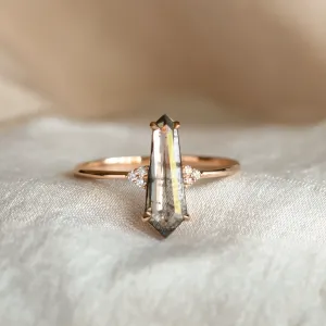 Ring with lab-grown salt and pepper diamond and classic diamonds GOTH