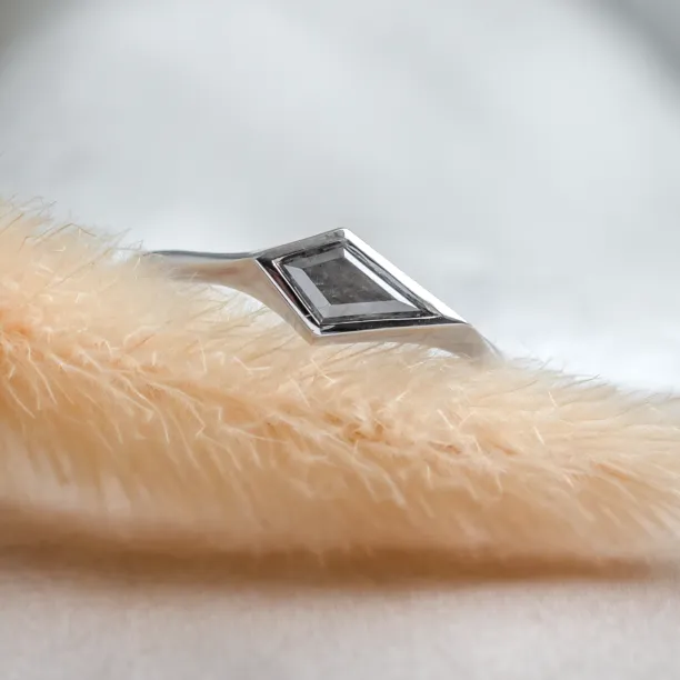 Unusual ring with salt'n'pepper diamond ARROW Image