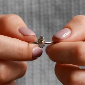 Unique gold engagement ring with pear salt and pepper diamond BEX Thumbnail