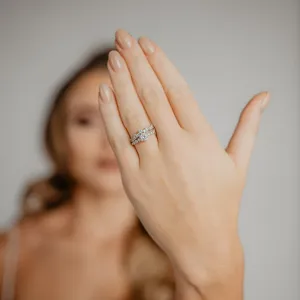 MISI gold diamond engagement ring with moissanite 0.5ct Thumbnail