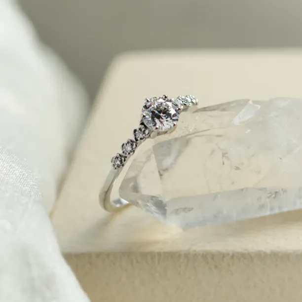 MISI gold diamond engagement ring with moissanite 0.5ct Image